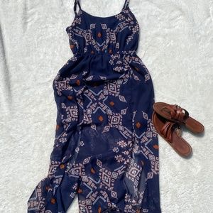 Navy Patterned Maxi Dress